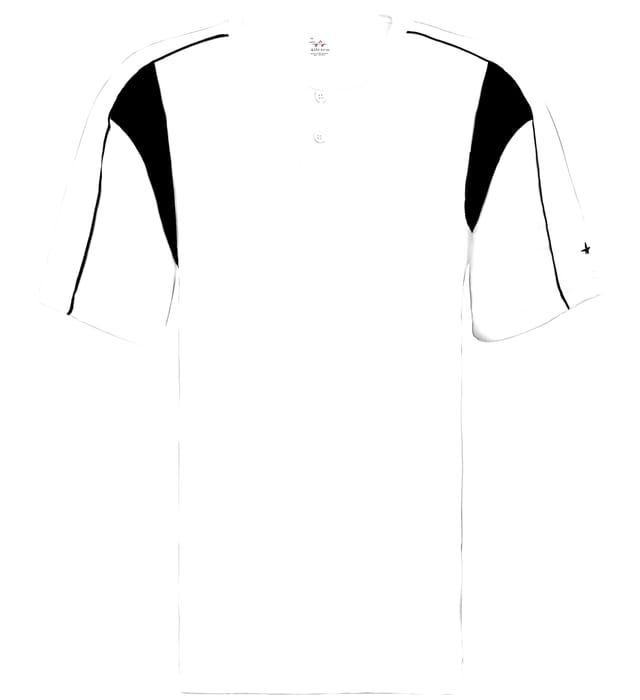 White and Black colored Pro Youth Placket jersey angled image on a white background
