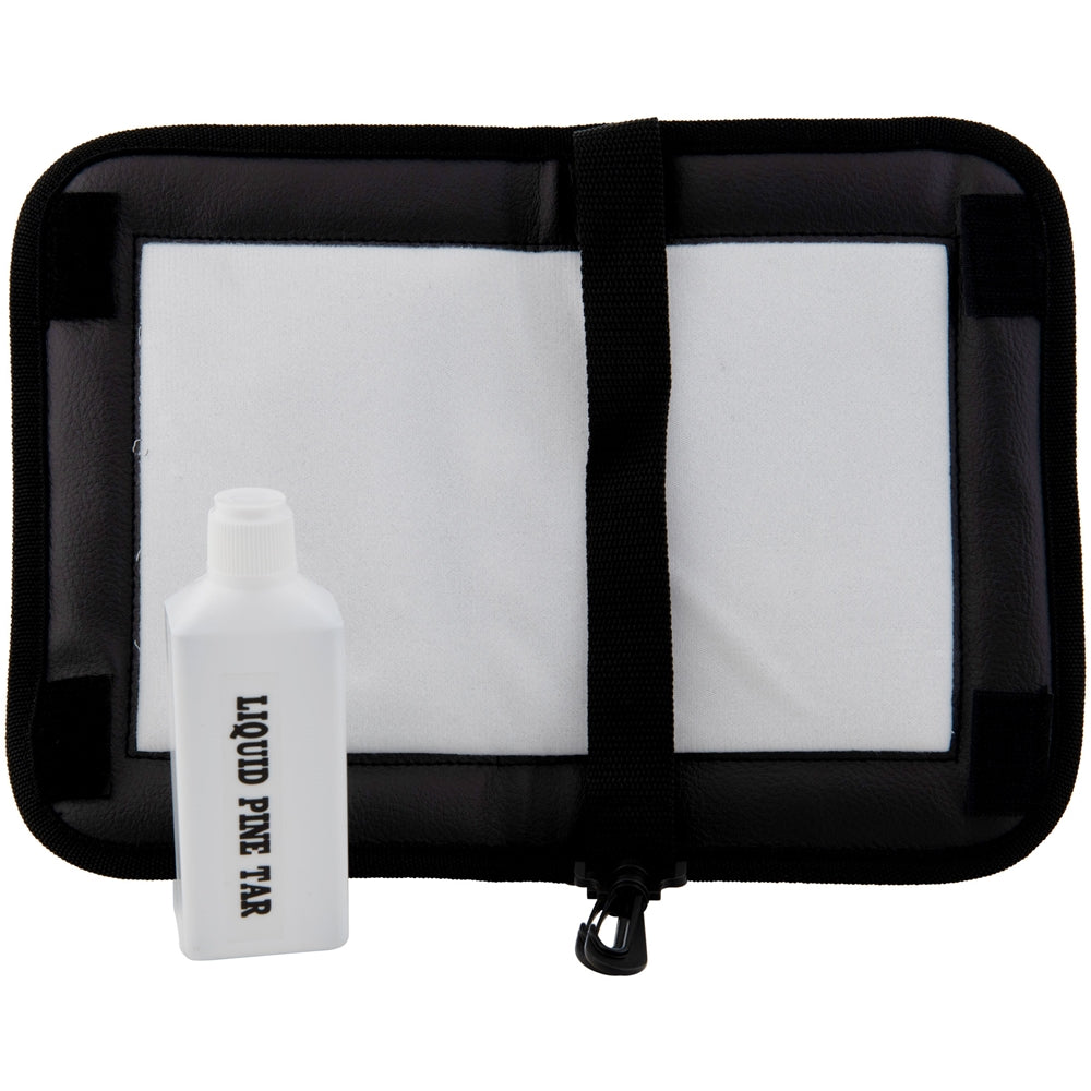 Black Deluxe Pine Tar Kit with white interior and a bottle labeled 'Liquid Pine Tar' on a white background