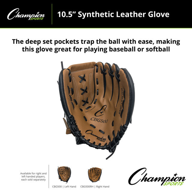 Champion CBG500 10.5" Synthetic Leather Fielder's Glove, Left