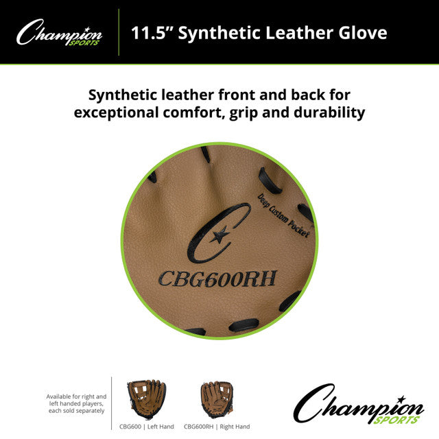 Champion CBG600 11.5" Synthetic Leather Fielder's Glove, Right