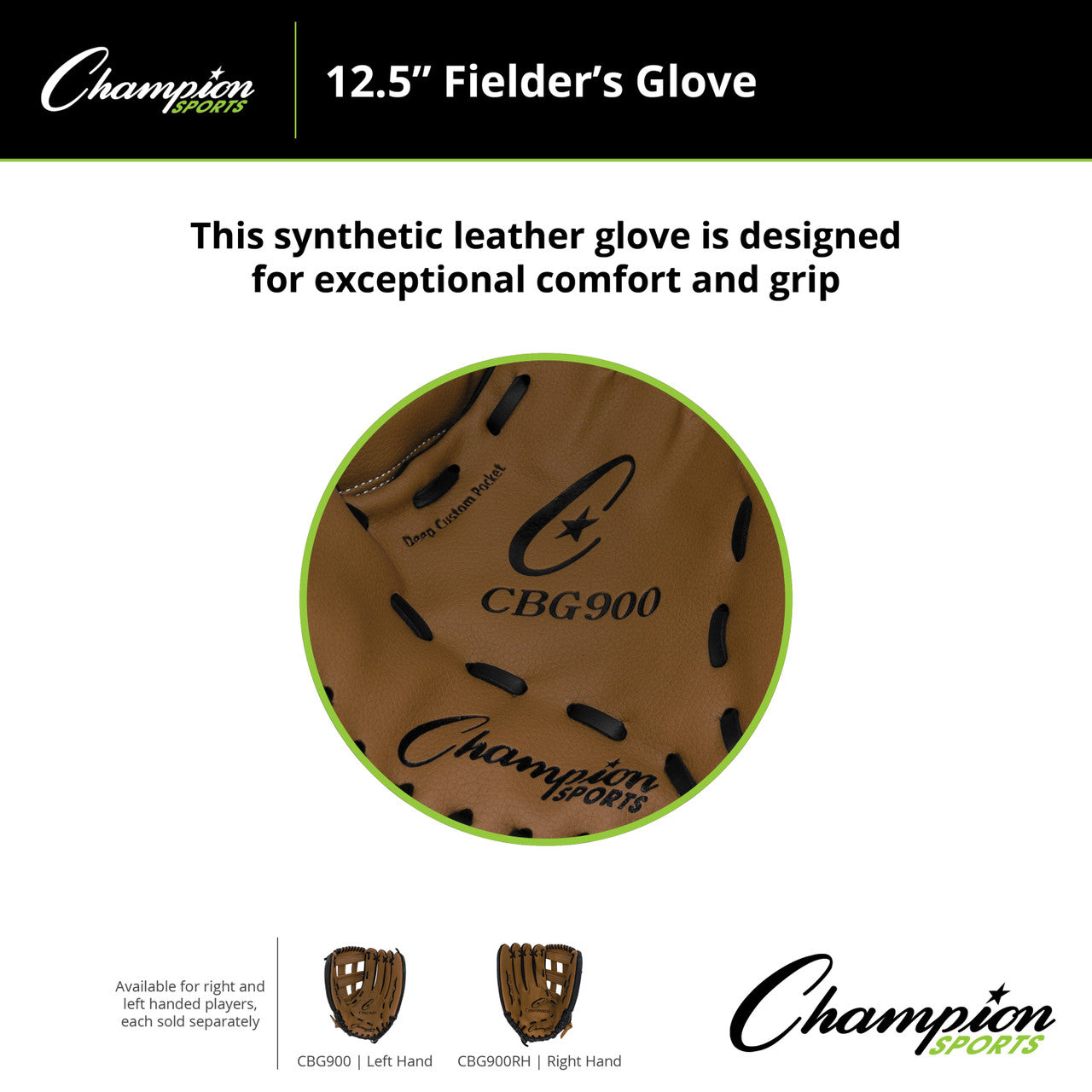 Champion CBG900 12.5" Synthetic Leather Fielder's Glove, Right
