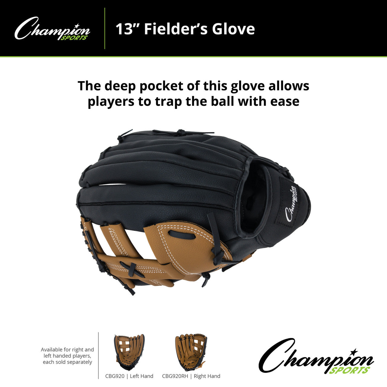 Champion CBG920 13" Synthetic Leather Fielder's Glove, Right