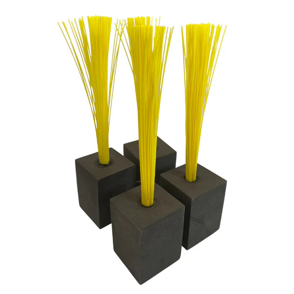 pack of 4 Markwort Foam Base Plugs with Bristels in yellow color on white background