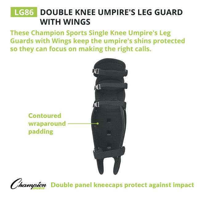Champion Double Knee Umpire Leg Guards With Wings