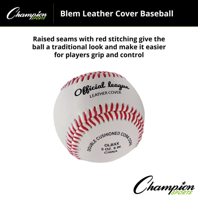 Champion Blem Leather Cover Baseballs - Dozen