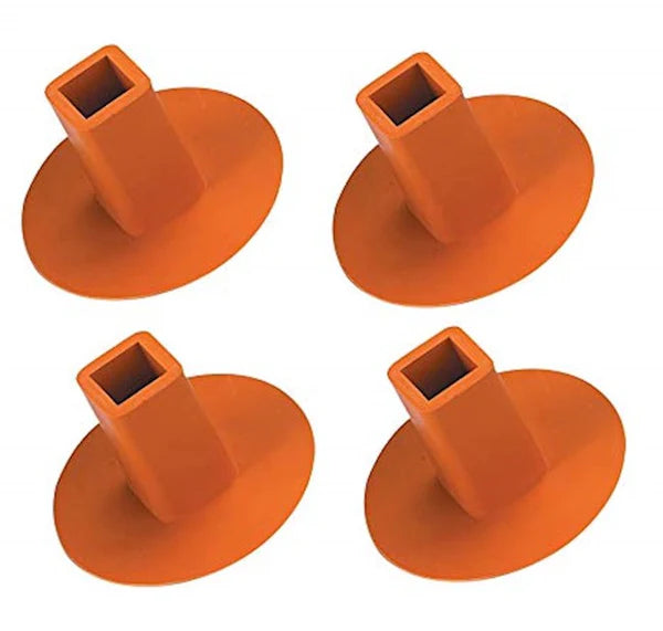 four Markwort Receptacle Plugs in orange color on white background