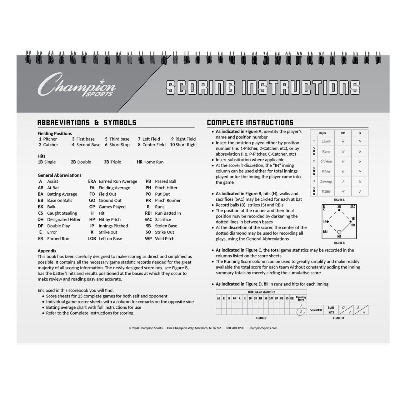 Champion Baseball Score Book
