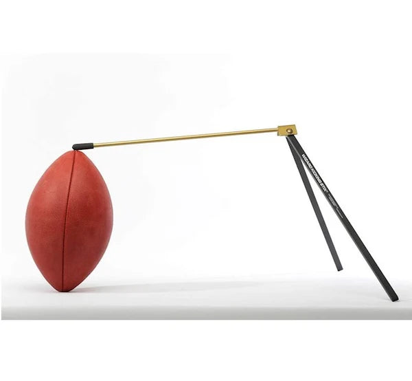 Wizard Kicking Stix Easy Hold Football Holder in balck and gold color on white background