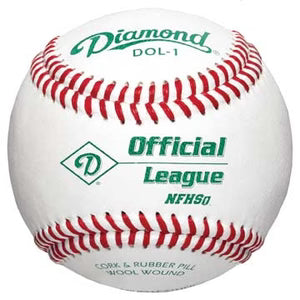 white Diamond Baseballs Youth & HS Practice with red stitching and on white background