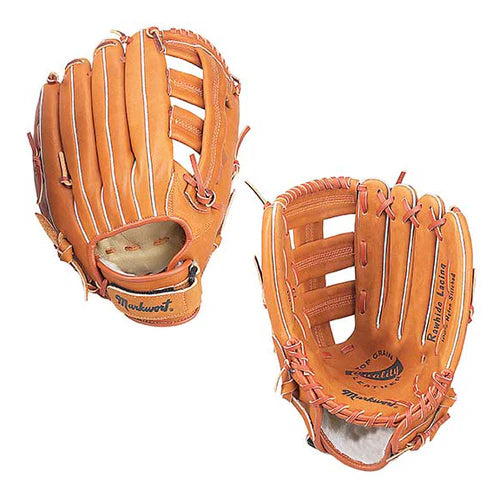 Pair of Markwort baseball gloves on a white background