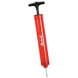 Red Markwort Hand Pump 10 with Needle with black handle on a white background