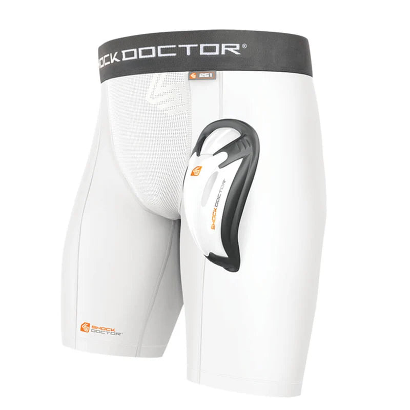 Shock Doctor Core Compression Short w/Bio-Flex Cup on white background