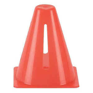 Red plastic Training and practice cone on a white background