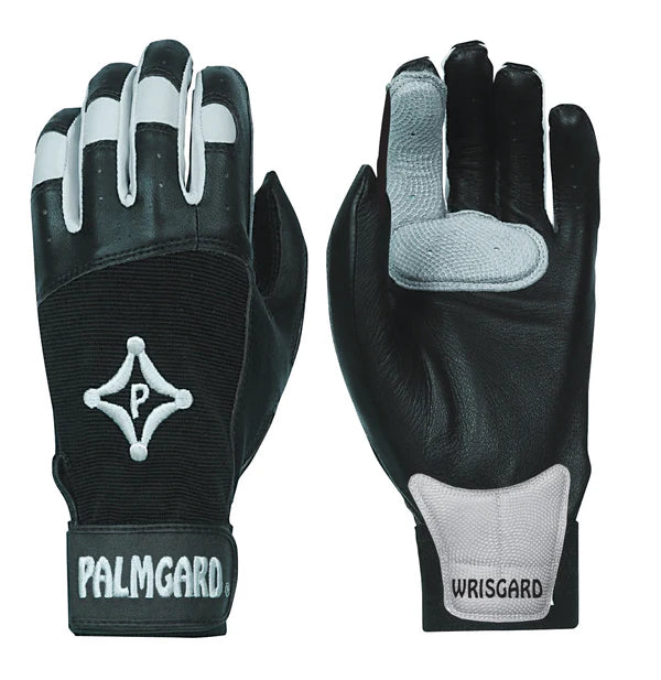 pair of black ad grey PalmGard® Inner Glove Wrist Gard Protector Right on white background