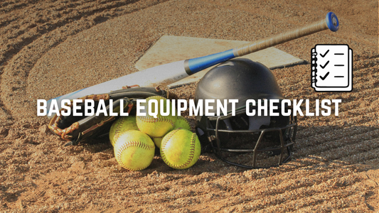 image showing baseball equipment placed on field and text written on the image as "Baseball Equipment Checklist"