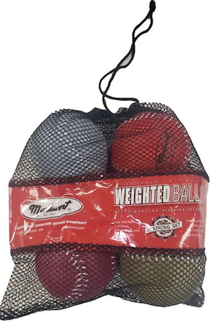 4 Pcs of 11 Softballs Placed Into Mesh Bag w/Drill Sheet on white background