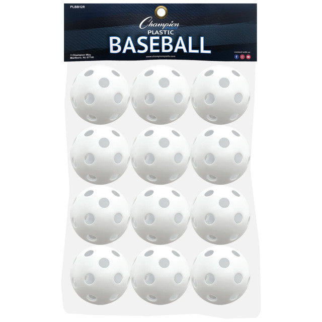 Champion Plastic Baseballs - One Dozen - Set of 3 - Set of 6