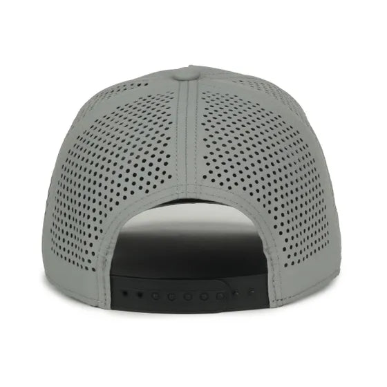 Gray HRN12 Light Grey cap with perforated design on a white background