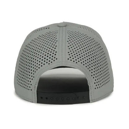 Gray HRN12 Light Grey cap with perforated design on a white background