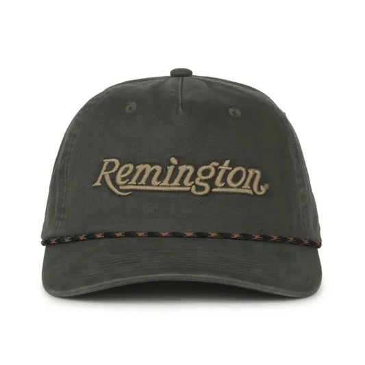 Black cap with 'Remington' logo on a white background