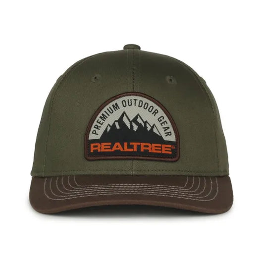 Olive Green colored RealTree baseball cap with Realtree logo on a white background