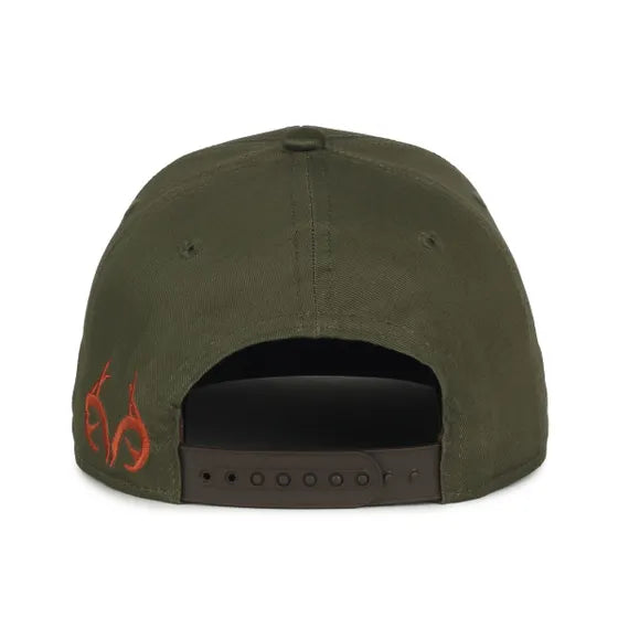 Olive Green colored RealTree baseball cap with Realtree logo on a white background