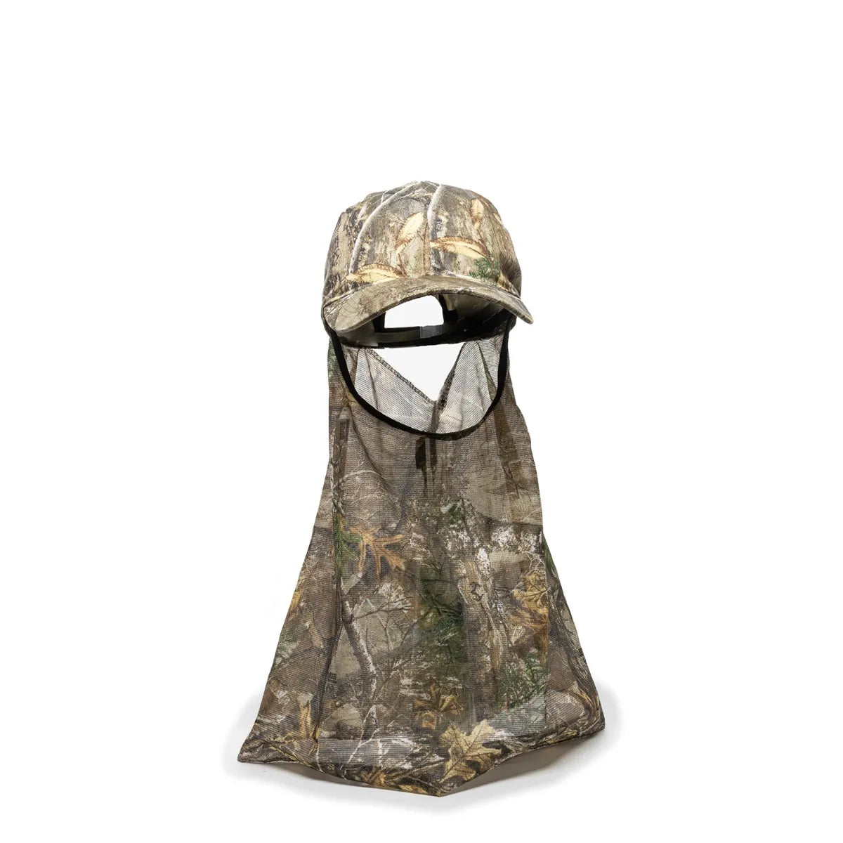 Camouflage 203DN-Realtree Edge™ cap with neck gaiter on a white background
