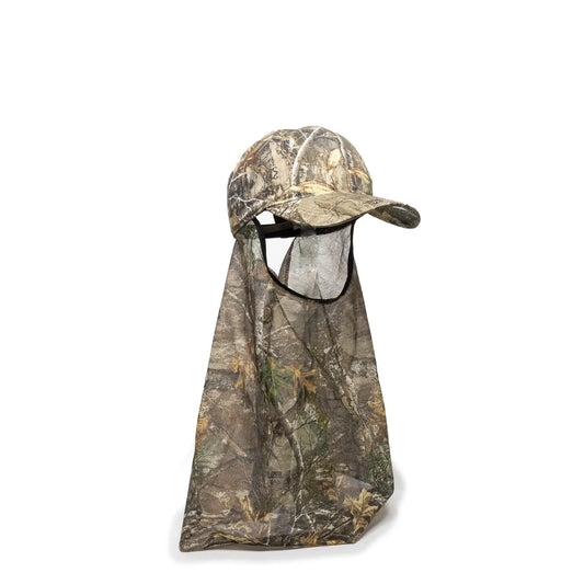 Camouflage 203DN-Realtree Edge™ cap with neck gaiter on a white background