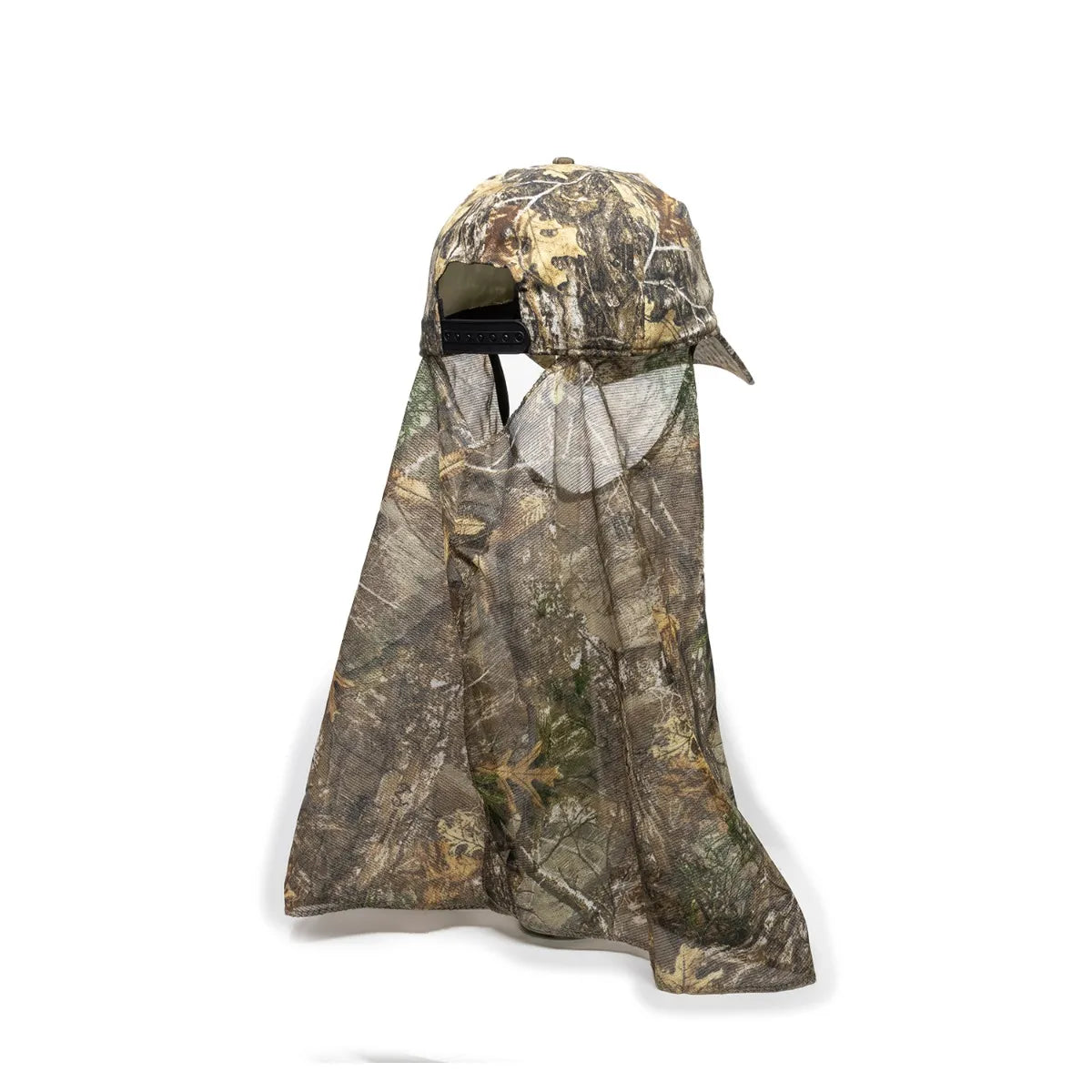 Camouflage 203DN-Realtree Edge™ cap with neck gaiter back view on a white background