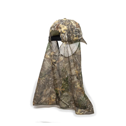 Camouflage 203DN-Realtree Edge™ cap with neck gaiter back view on a white background