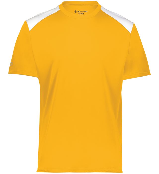 gold and white colored Momentum Team Tee shirt on a white background