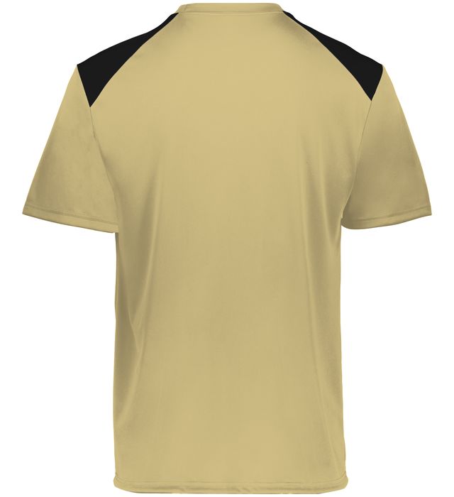 Vegas gold and black colored Momentum team tee shirt angled view on a white background