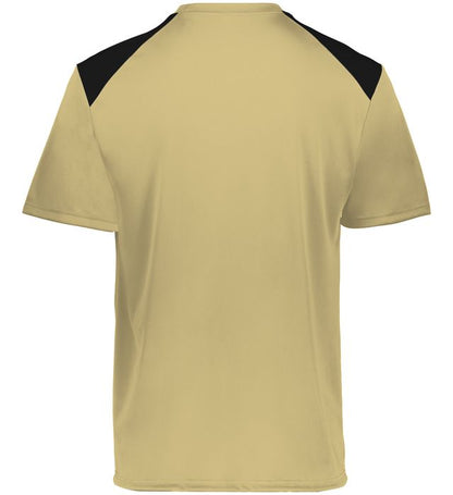 Vegas gold and black colored Momentum team tee shirt angled view on a white background