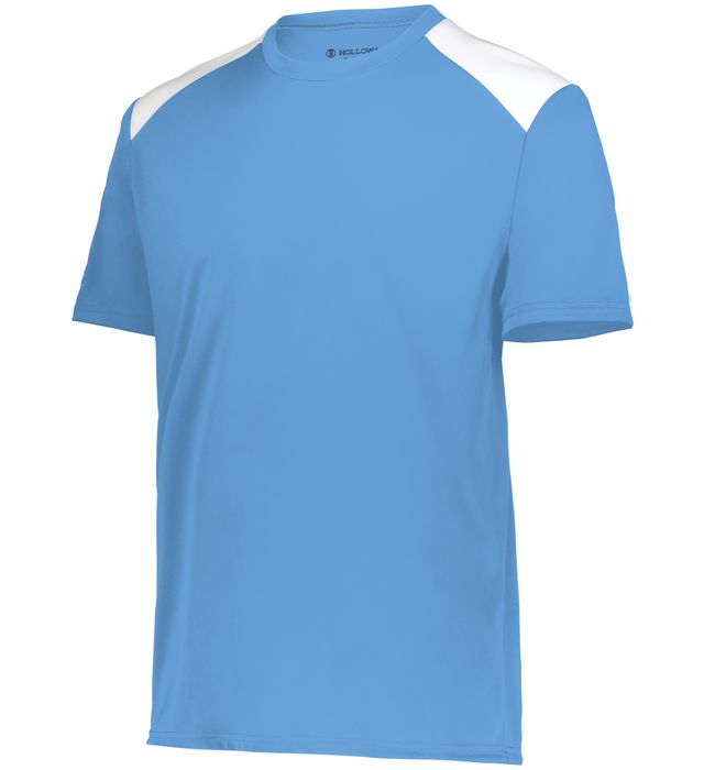 Columbia blue and white colored Momentum Team Tee shirt on a white background