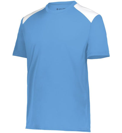 Columbia blue and white colored Momentum Team Tee shirt on a white background