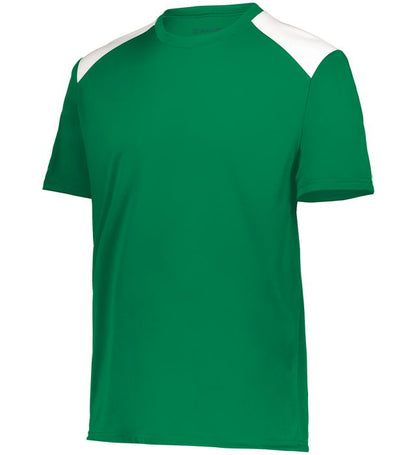 kelly green and white colored Momentum Team Tee shirt on a white background