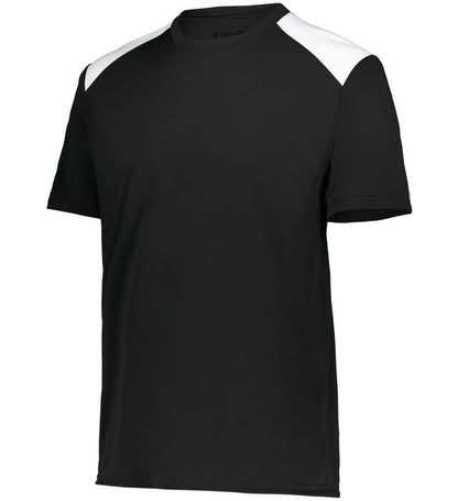 black and white Youth Momentum Team Tee shirt angled view on a white background