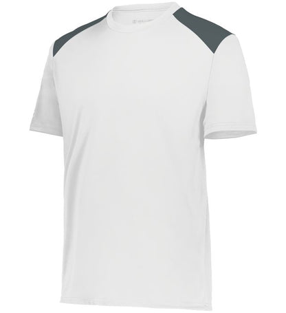Iron and white Youth Momentum Team Tee shirt angled view on a white background