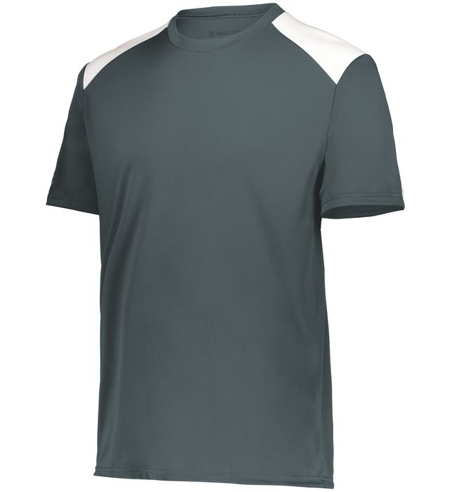 Iron and white Youth Momentum Team Tee shirt angled view on a white background