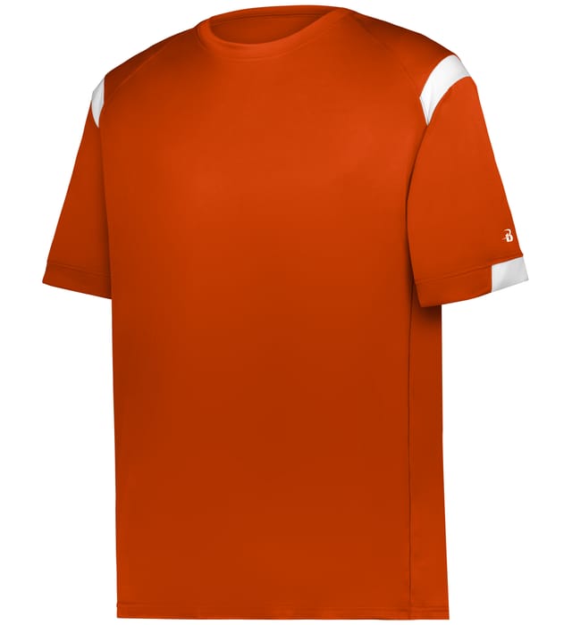 red colored On The Rise Tee T shirt on a white background