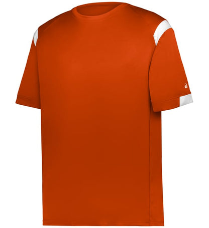 red colored On The Rise Tee T shirt on a white background