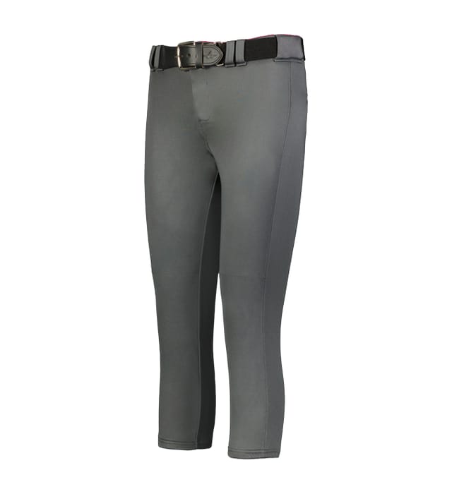 Girls Belted Speed Premium Fastpitch Pant in gray color on white bakcground
