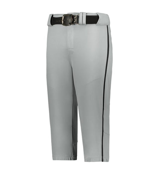 Gray Alleson Youth Crush Baseball Knicker With Braid with a black stripe and belt on a white background