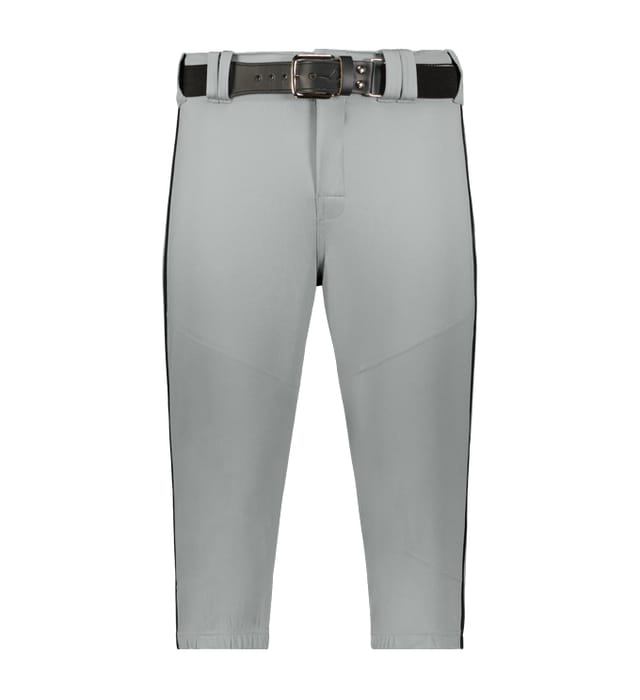 Gray Alleson Youth Crush Baseball Knicker With Braid with a black stripe and belt on a white background