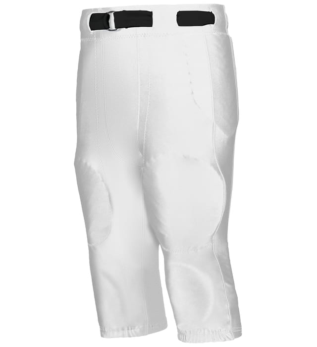 white colored Adult No Fly Football Pant With Slotted Waist on white background