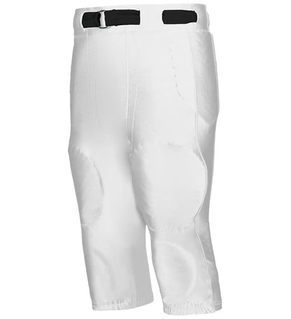 white colored Adult No Fly Football Pant With Slotted Waist on white background