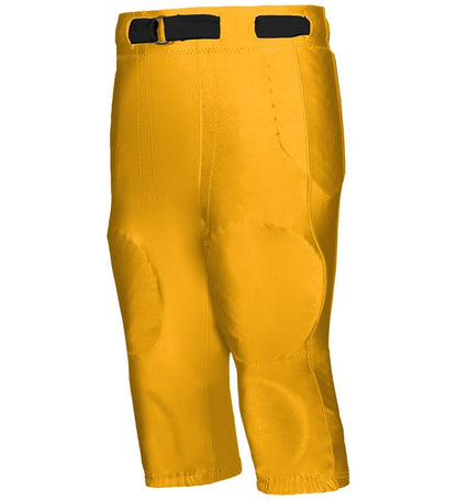 Gold colored Adult No Fly Football Pant With Slotted Waist on white background