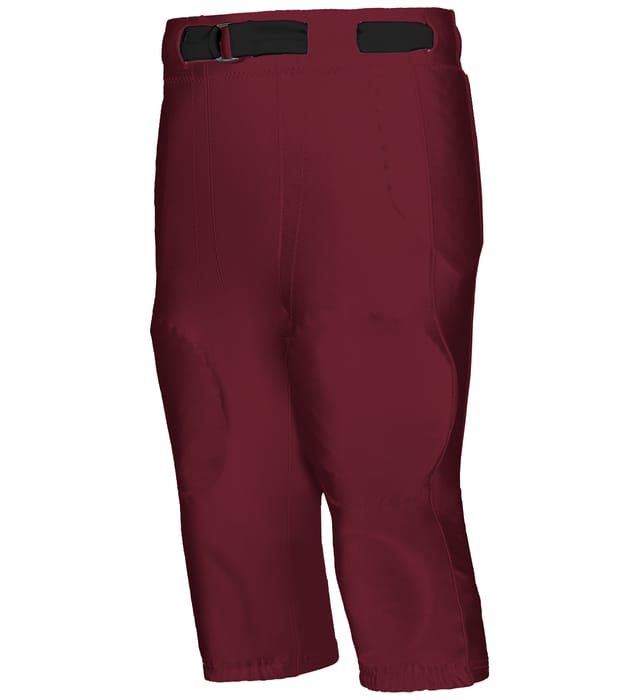 Maroon colored Adult No Fly Football Pant With Slotted Waist on white background