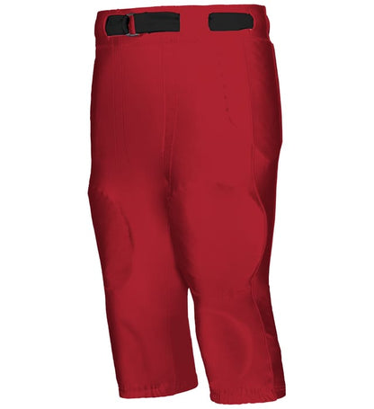 red colored Adult No Fly Football Pant With Slotted Waist on white background