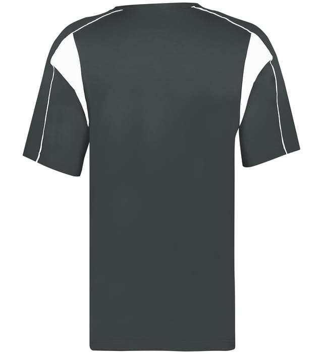 Gray and white colored Pro Youth Placket jersey angled image on a white background